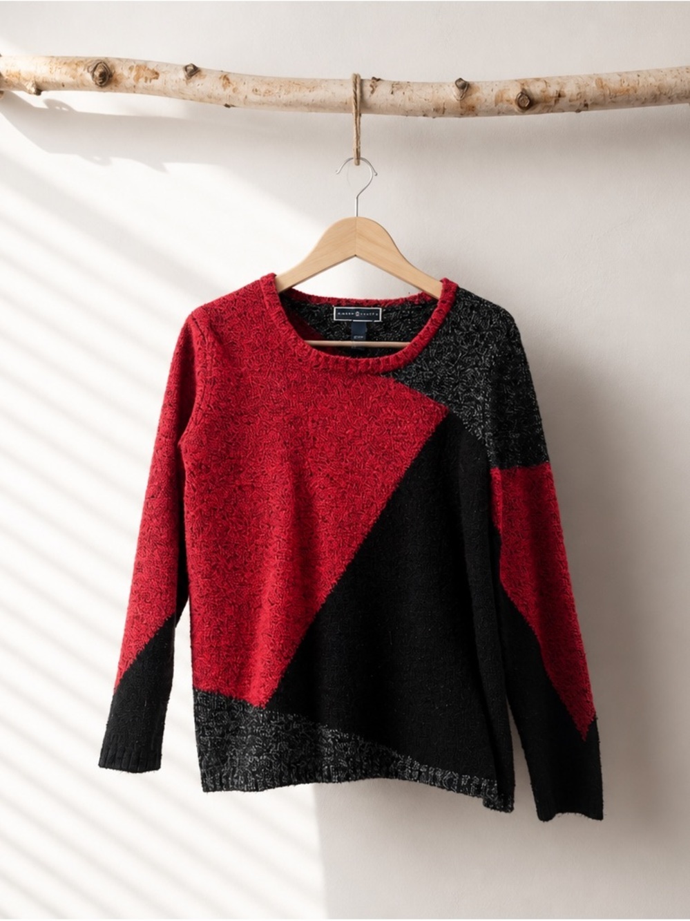 Karen Scott Colorblock Red & Black Women's Sweater